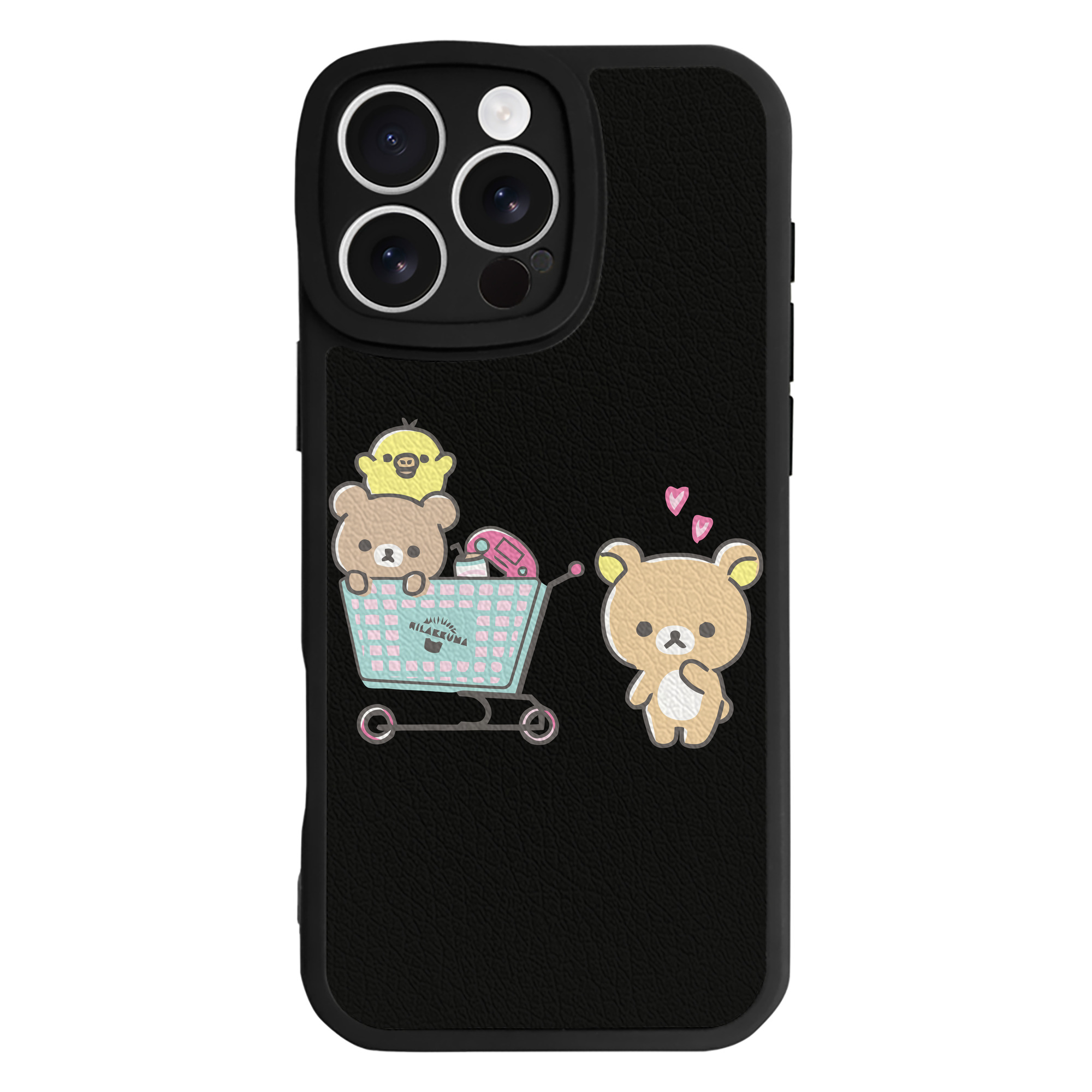 （画像用） リラックマ リラックマ キイロイトリ Rilakkuma Korilakkuma Kiiroitori 【iPhone 16シリーズ対応】シリコンスマホケース（レザー調） 材質：シリコン